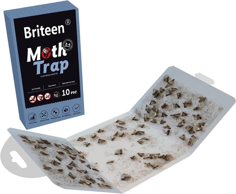 Briteen 10 Pack Pantry Moth Traps Safe and Effective for Food and Clothing- Glue Traps with Pheromones for Wool Closet Carpet Food and Cupboard - Image 4